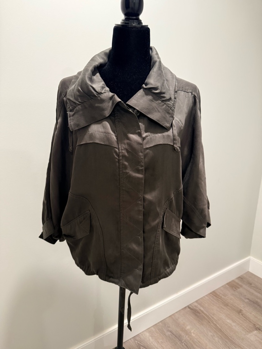 Women's Dark Olive Relaxed Bomber Jacket